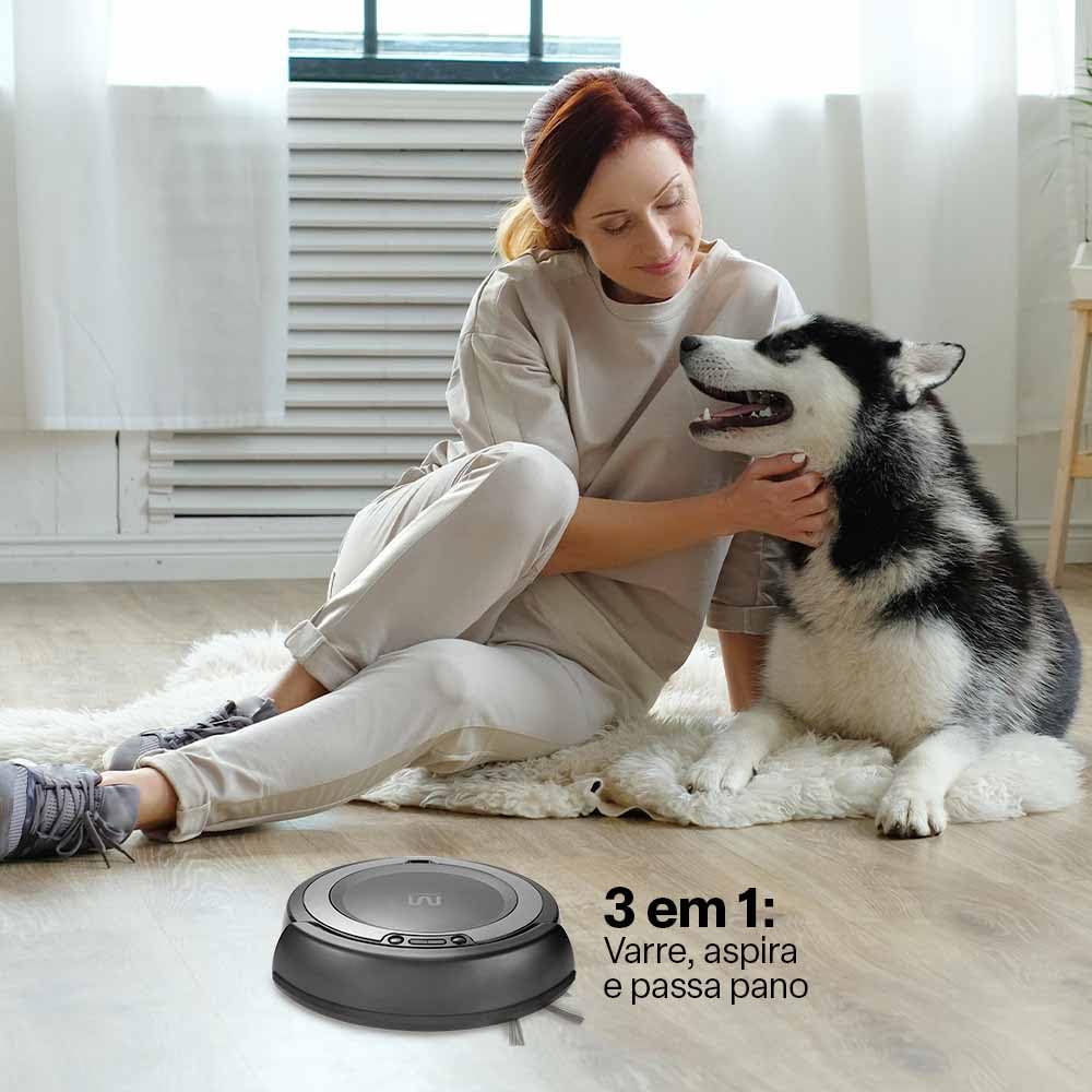 Aspirador Robô Multi Midnight – Varre, Aspira, Passa Pano – Ideal p/ Pets