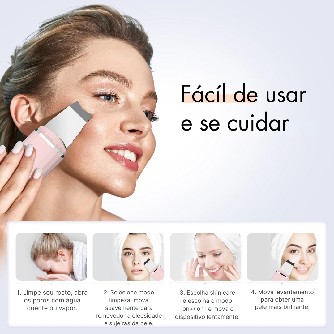 Esfoliador Ultrassônico de Pele: Removedor de Cravos e Limpador Facial com Cavitação
