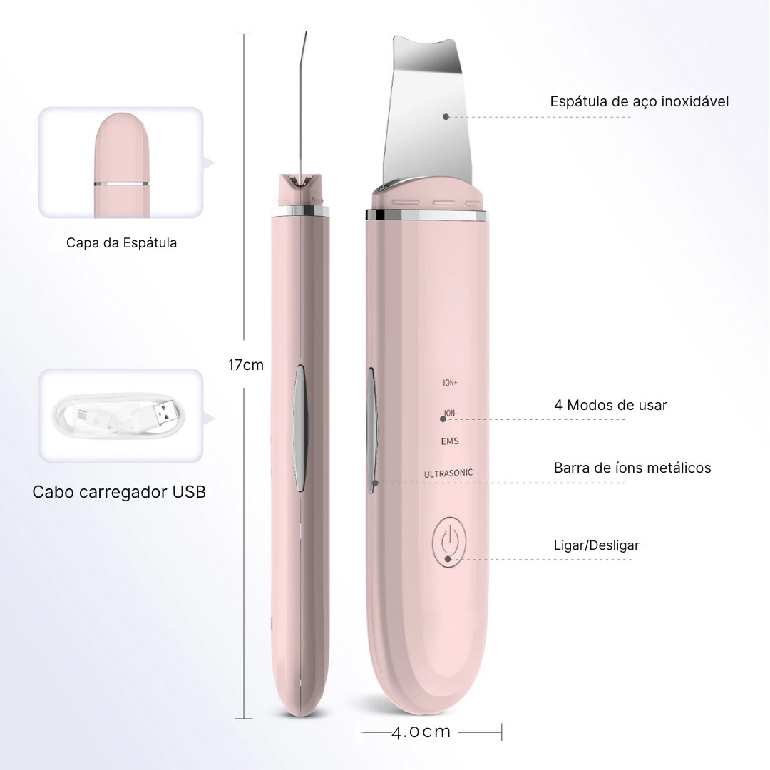 Esfoliador Ultrassônico de Pele: Removedor de Cravos e Limpador Facial com Cavitação