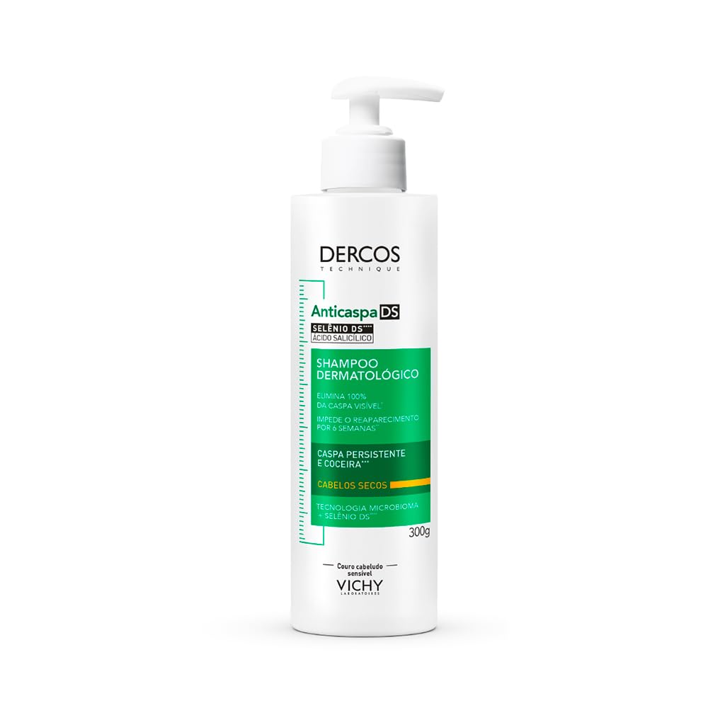 Vichy Dercos DS Shampoo Anticaspa, Tratamento para Cabelos Secos, Elimina 100% da Caspa Visível, Alivia a Coceira e Previne o Reaparecimento por 6 Semanas, 300g