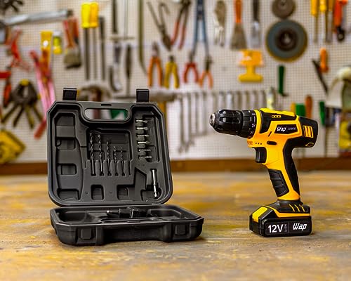 WAP Parafusadeira e Furadeira à Bateria 12V BPF‑12K3 – Kit com 13 Acessórios, Maleta e LED Integrado