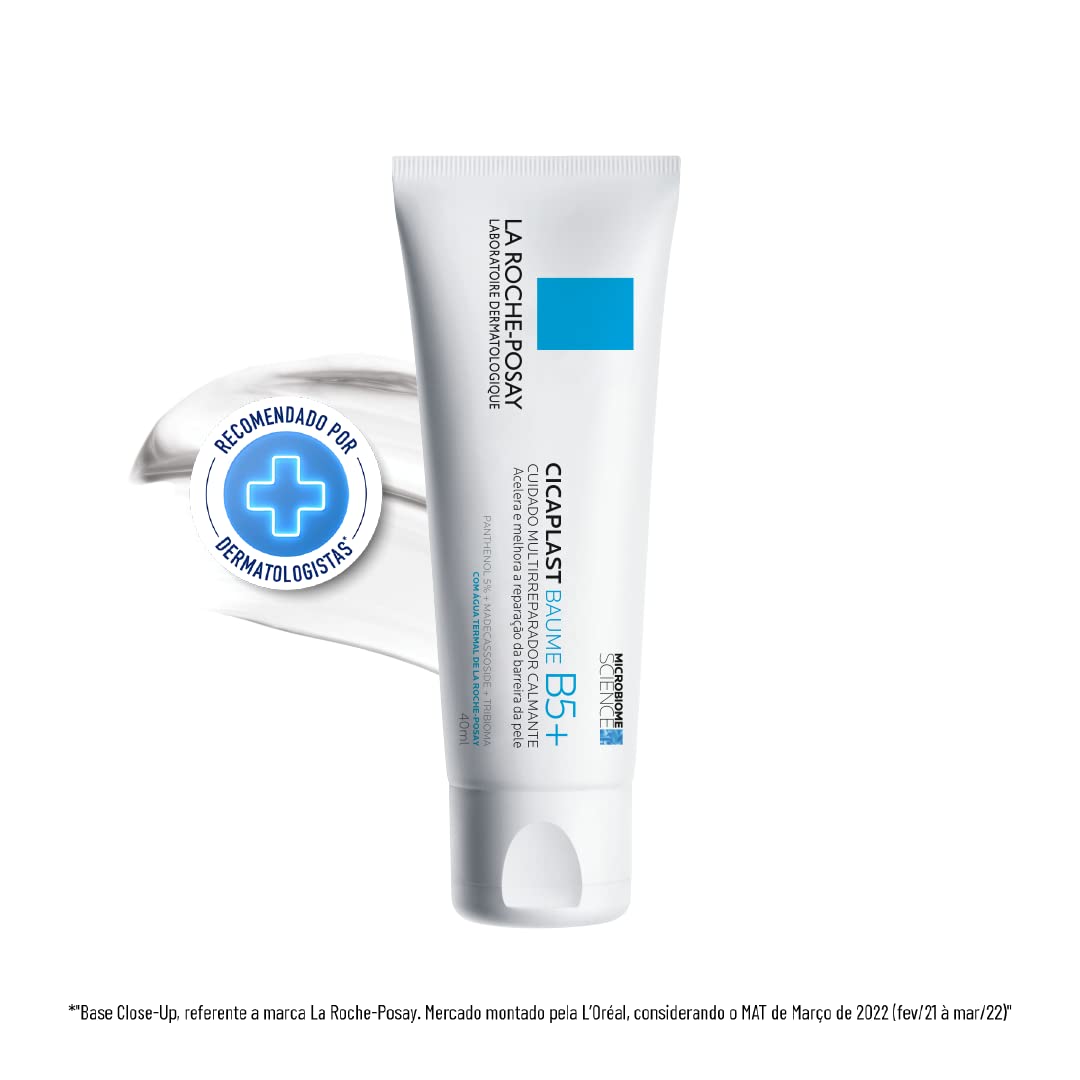 La Roche-Posay Cicaplast Baume B5, Creme Calmante Multirreparador para Pele Sensível, Seca ou Irritada, com Pantenol B5, Madecassoside, sem Perfume, Restaurador da Barreira Cutânea, 40ml