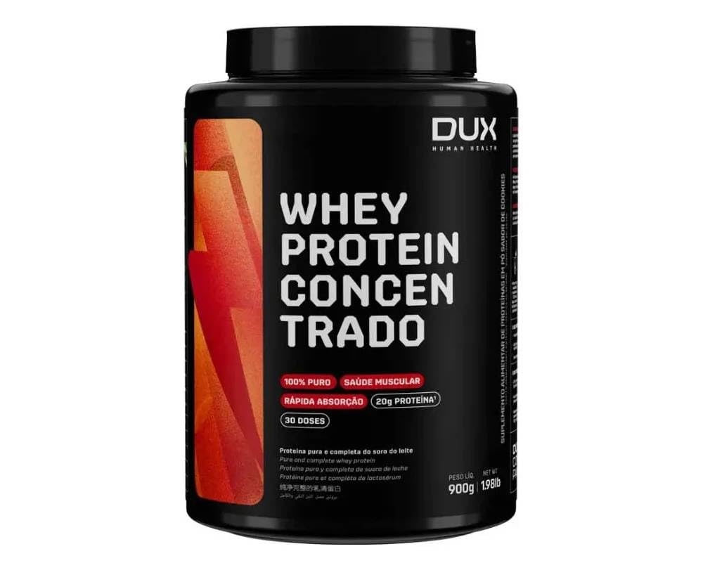 Whey Protein Concentrado Chocolate Pote 900g – Contribui para o Ganho Muscular Hipertrofia – Dux Human Health