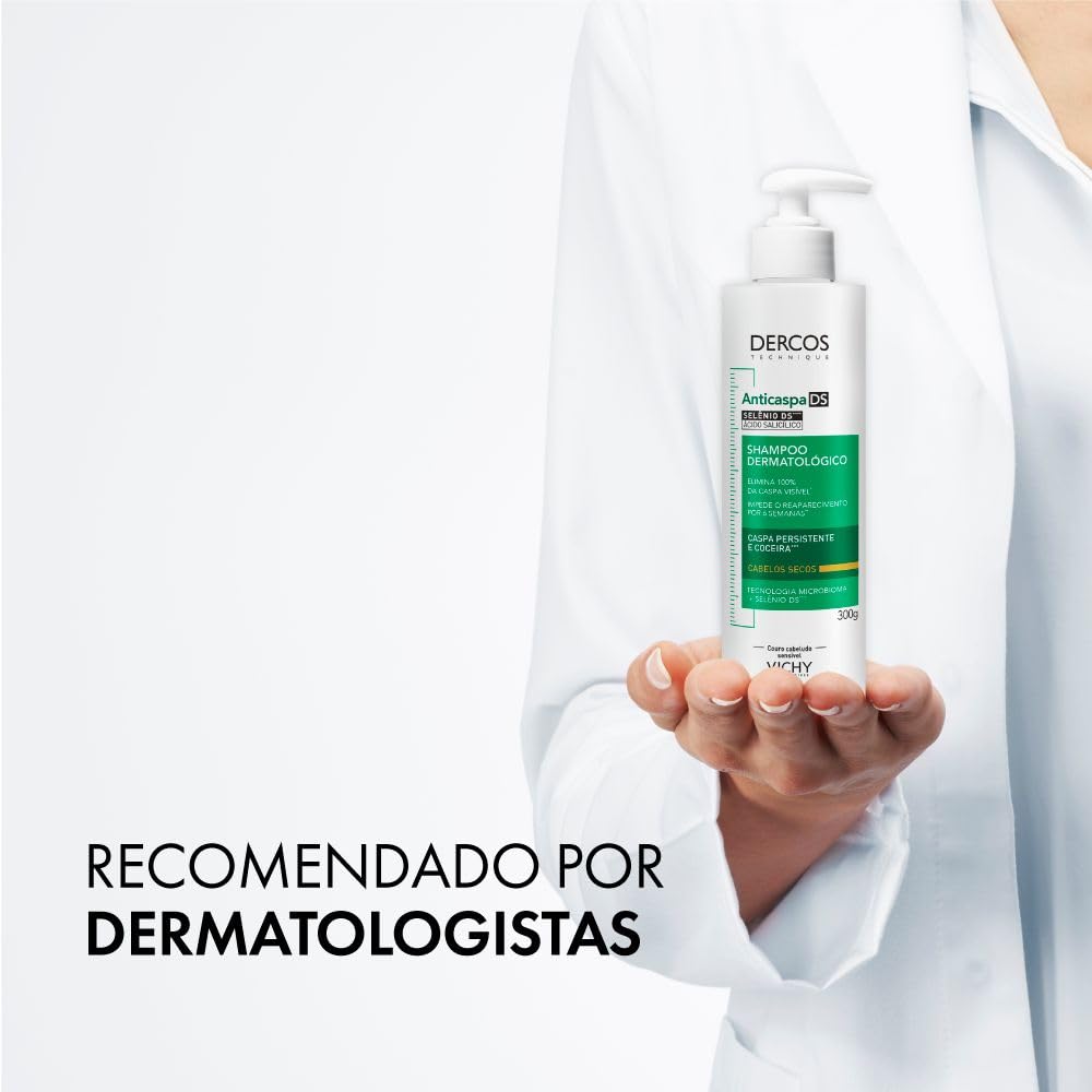 Vichy Dercos DS Shampoo Anticaspa, Tratamento para Cabelos Secos, Elimina 100% da Caspa Visível, Alivia a Coceira e Previne o Reaparecimento por 6 Semanas, 300g