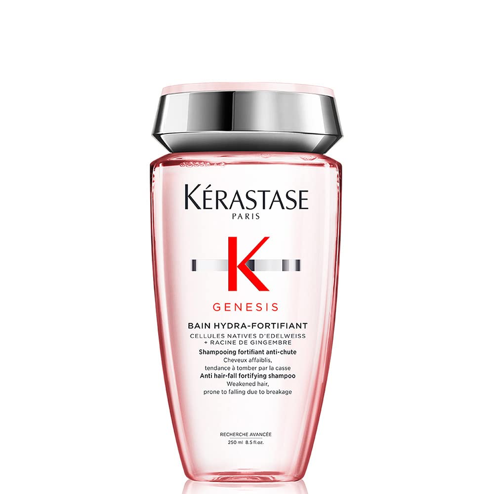 Kérastase Genesis Bain Hydra-Fortifiant Shampoo, Tratamento Fortificante Antiqueda por Quebra para Cabelos Finos e Oleosos, com Flor de Edelweiss e Raiz de Gengibre, 250ml