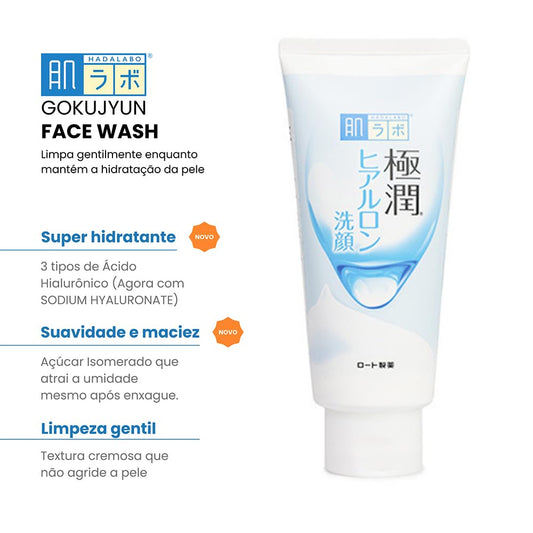 Hada Labo® Gokujyun Face Wash - Sabonete Hidratante Facial Com Ácido Hialurônico 100g