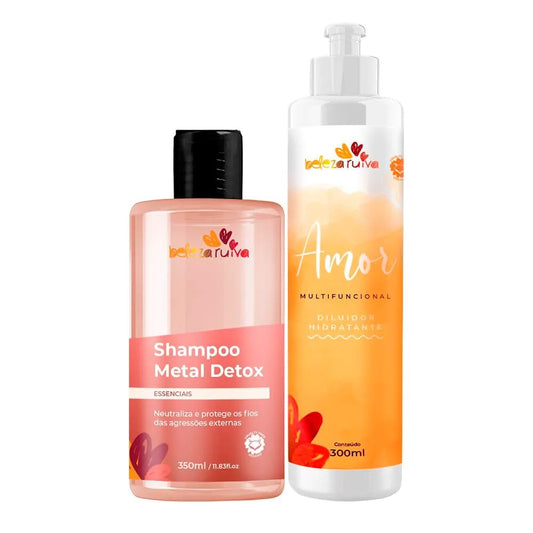 Beleza Ruiva – Kit Metal Detox Essenciais | Shampoo Antimetais e Creme Hidratante Multifuncional | Limpeza Profunda, Proteção da Cor e Nutrição para Todos os Tipos de Cabelo