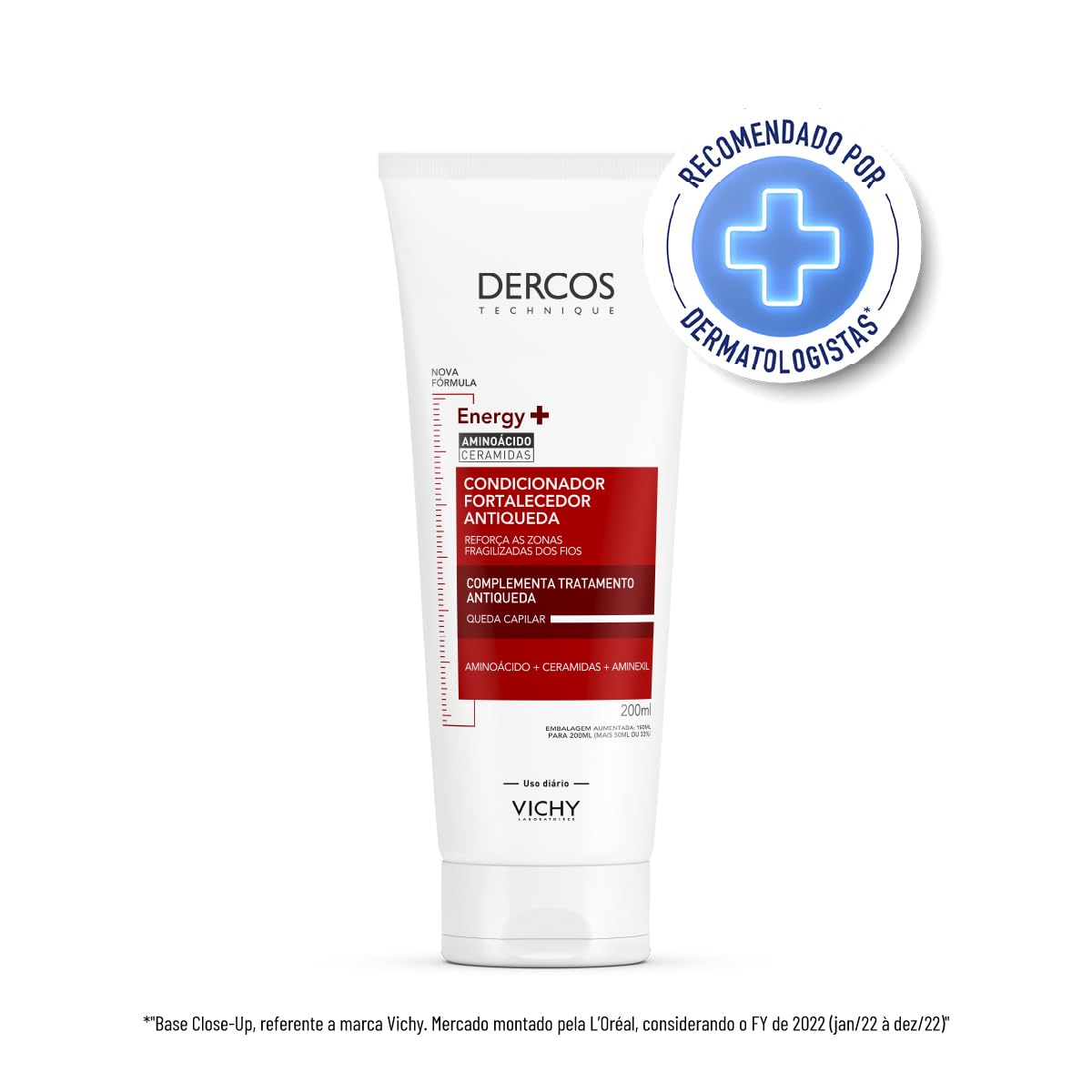 Vichy Dercos Energy+ Condicionador Fortalecedor Antiqueda com Aminexil, Aminoácidos e Ceramidas, Reduz Quebra, Reforça Estrutura dos Fios, Aumenta Resistência Capilar, 200ml