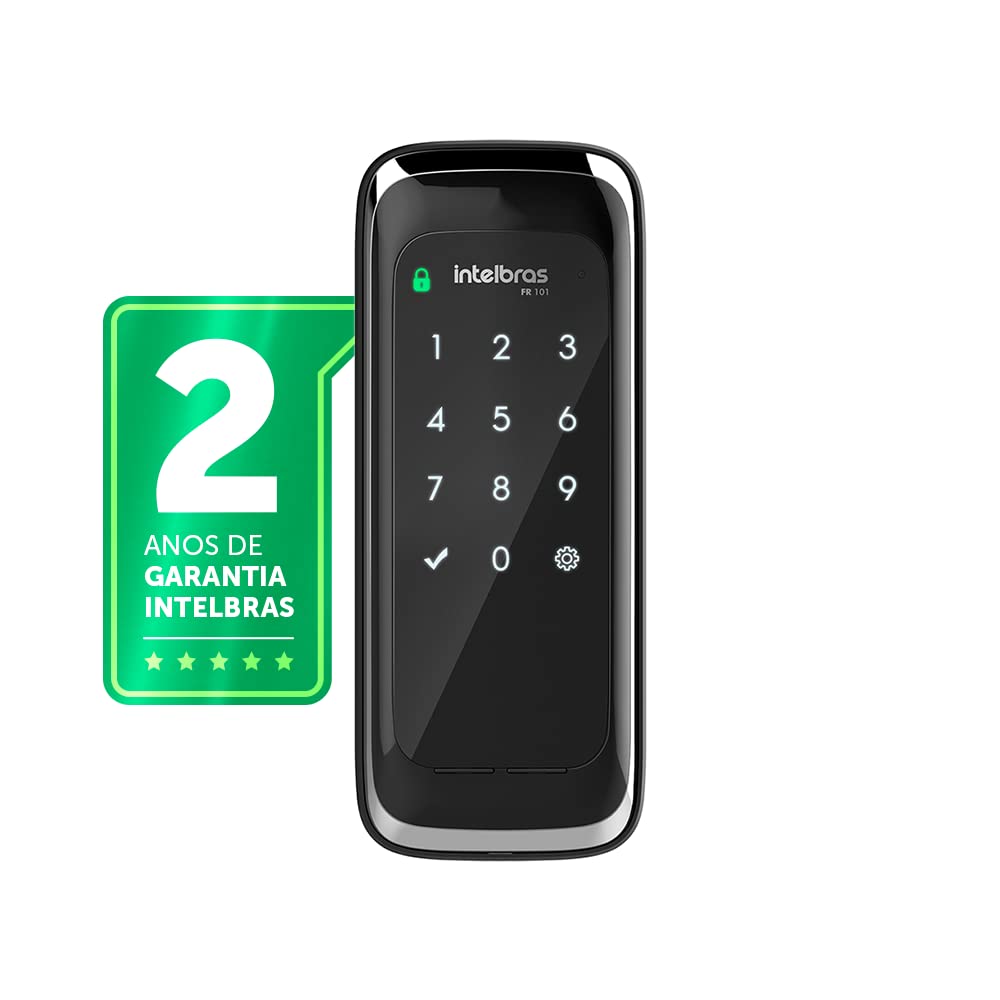 Intelbras FR101 – Fechadura Eletrônica de Sobrepor com Teclado Touch, 4 Codigos, Alarme Violação