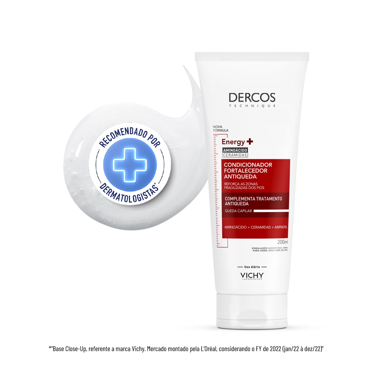 Vichy Dercos Energy+ Condicionador Fortalecedor Antiqueda com Aminexil, Aminoácidos e Ceramidas, Reduz Quebra, Reforça Estrutura dos Fios, Aumenta Resistência Capilar, 200ml