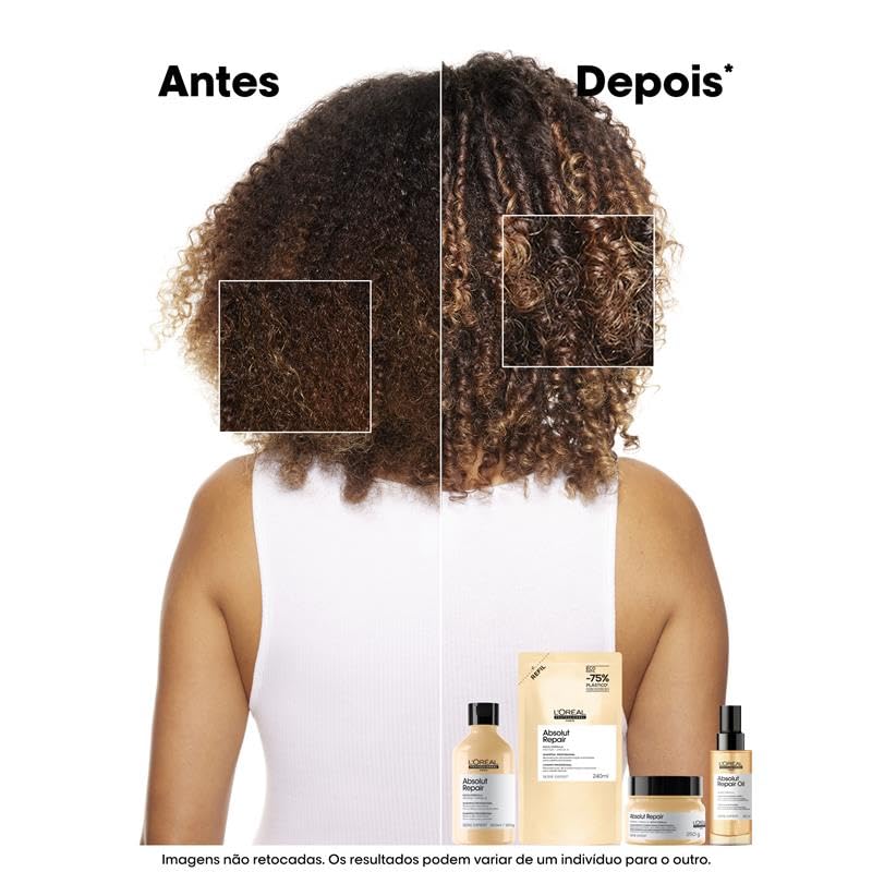 L'Oréal Professionnel Óleo 10 em 1 Absolut Repair, Multi-benefícios para cabelos secos e danificados, Repara e Promove Brilho, Com Gold Quinoa e Proteínas, 90ml