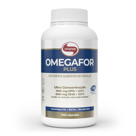 Ômega 3 Omegafor Plus 240 Caps Vitafor – IFOS, Alta Concentração EPA DHA, Sem Odor