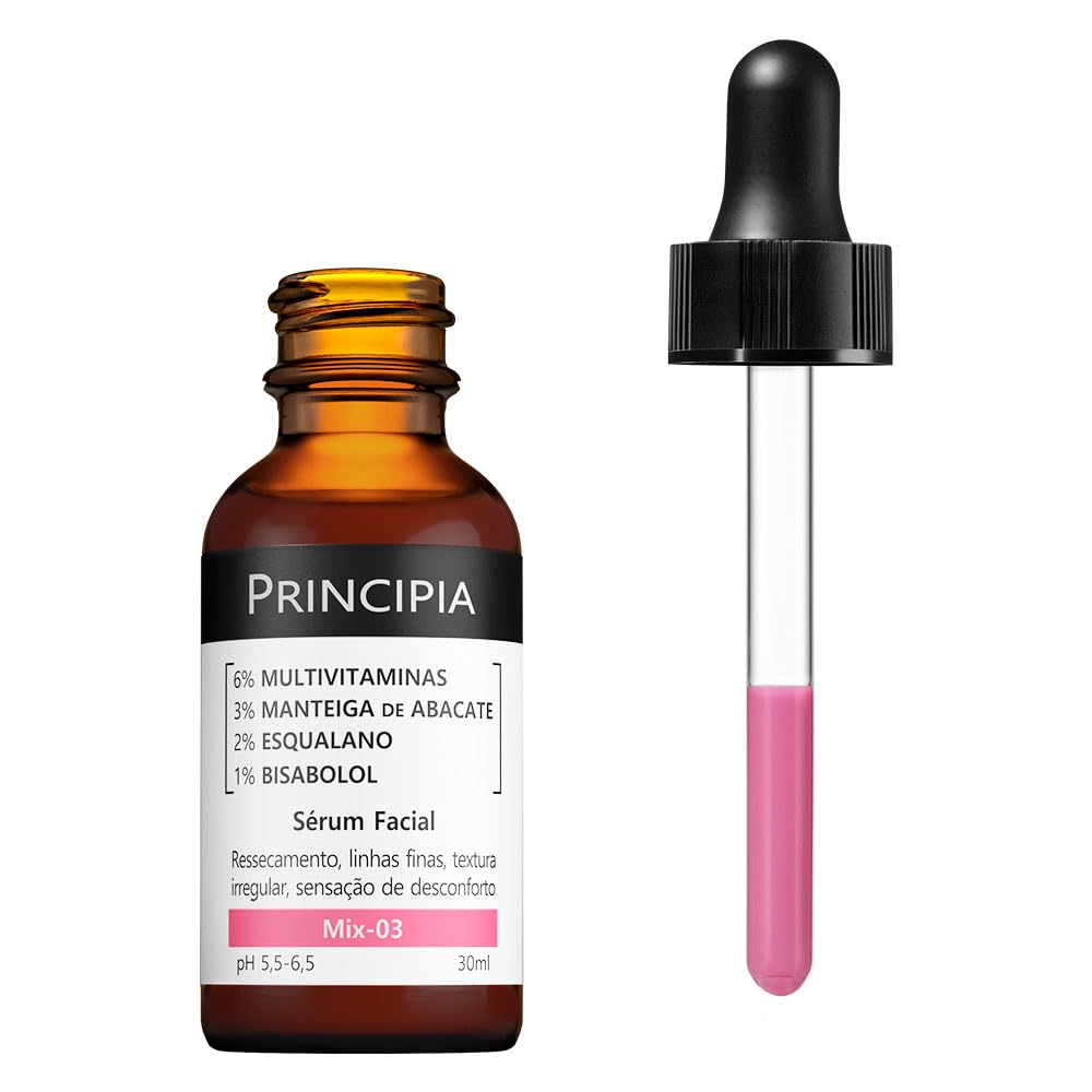 PRINCIPIA, Sérum 6% Multivitaminas + 3% Manteiga de Abacate + 2% Esqualano + 1% Bisabolol Mix-03 - Multirreparador com 30ml