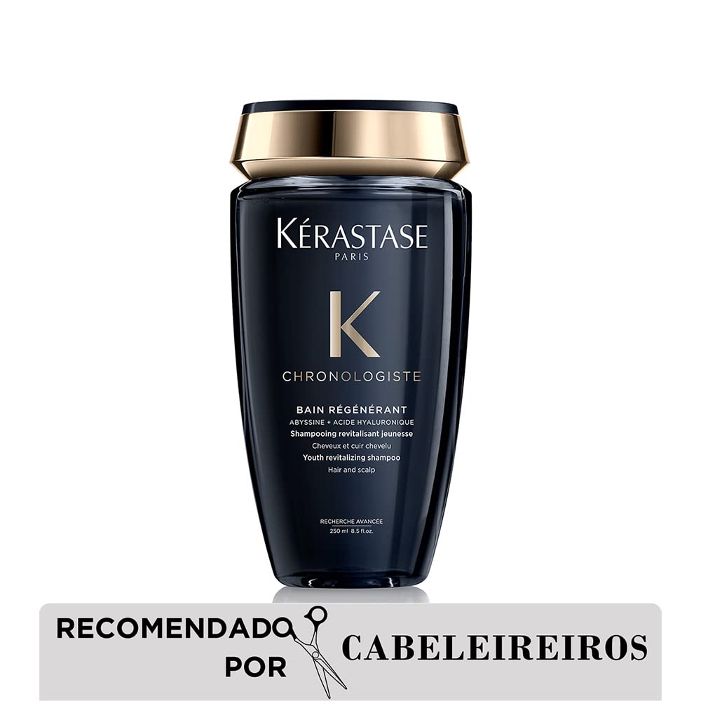 Kérastase Shampoo Chronologiste Bain Régénérant, Todos os tipos de cabelos, Regeneração, Ácido Hialurônico, Abyssine, Vitamina E, 250 ml