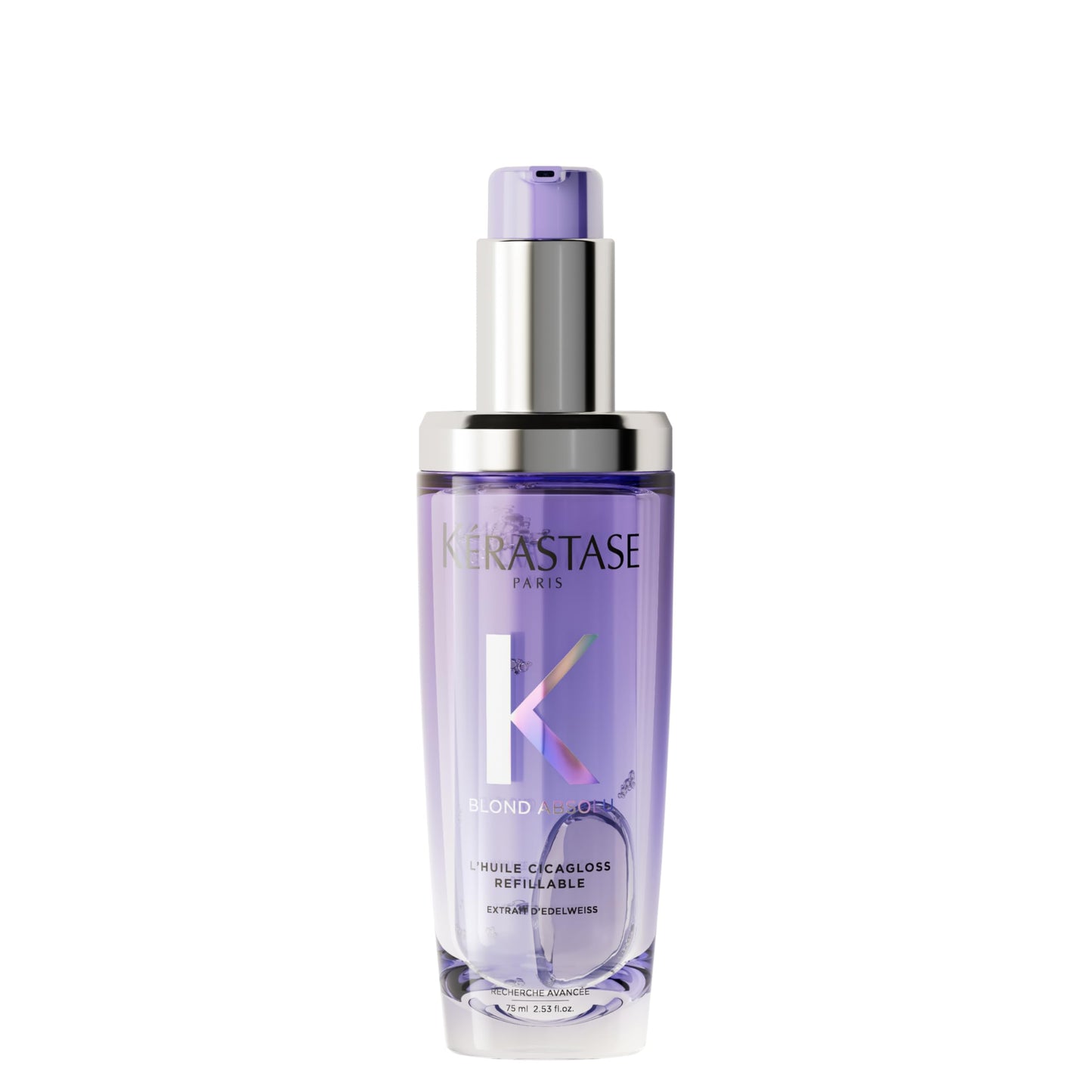 Kérastase, Óleo Capilar,Blond Absolu, L'Huile Cicagloss, para cabelos loiros, fornece hidratação profunda, recuperação de danos, efeito de brilho instantâneo, Refilável, 75ml