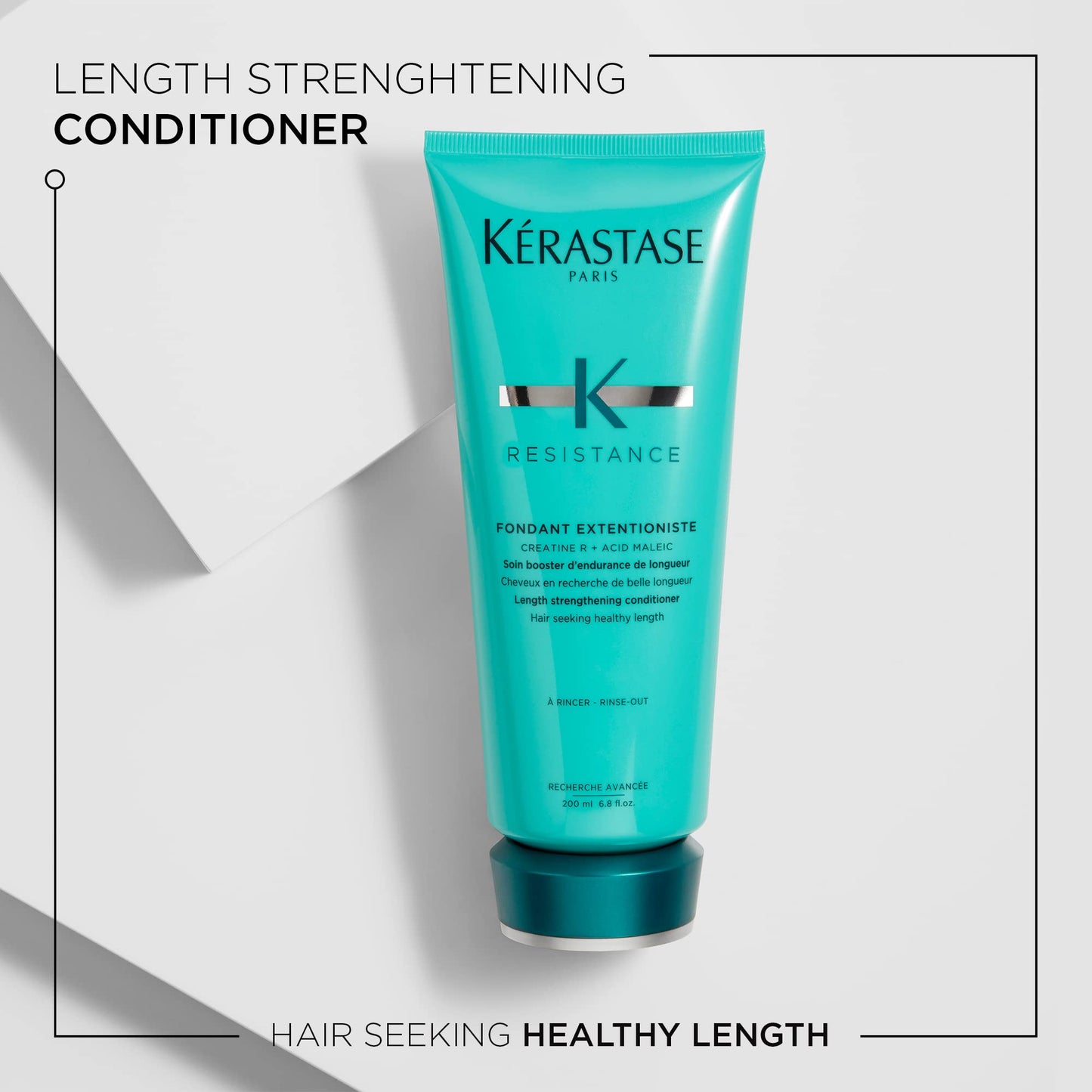 Kérastase Condicionador Resistance Fondant Extentioniste, Cabelos danificados ou quebradiços, Reconstrução, Creatine R®, Ácido Maleico, 200 ml