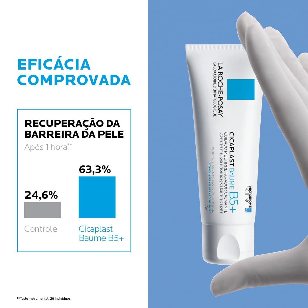 La Roche-Posay Cicaplast Baume B5, Creme Calmante Multirreparador para Pele Sensível, Seca ou Irritada, com Pantenol B5, Madecassoside, sem Perfume, Restaurador da Barreira Cutânea, 40ml
