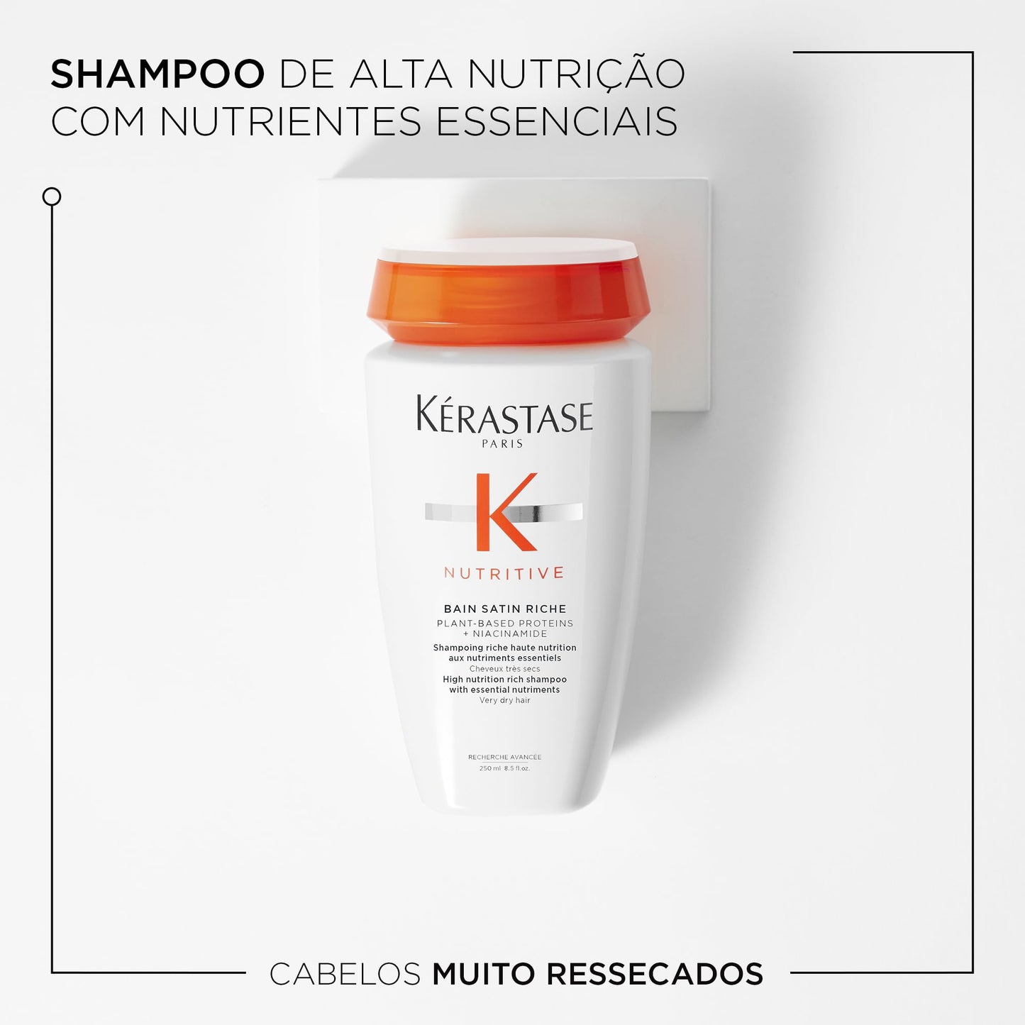 Kérastase Nutritive Bain Satin Riche Shampoo Nutritivo para Cabelos Finos e Médios, Secos e Ressecados, Nutrição Profunda com Ativos Anti-ressecamento 250ml