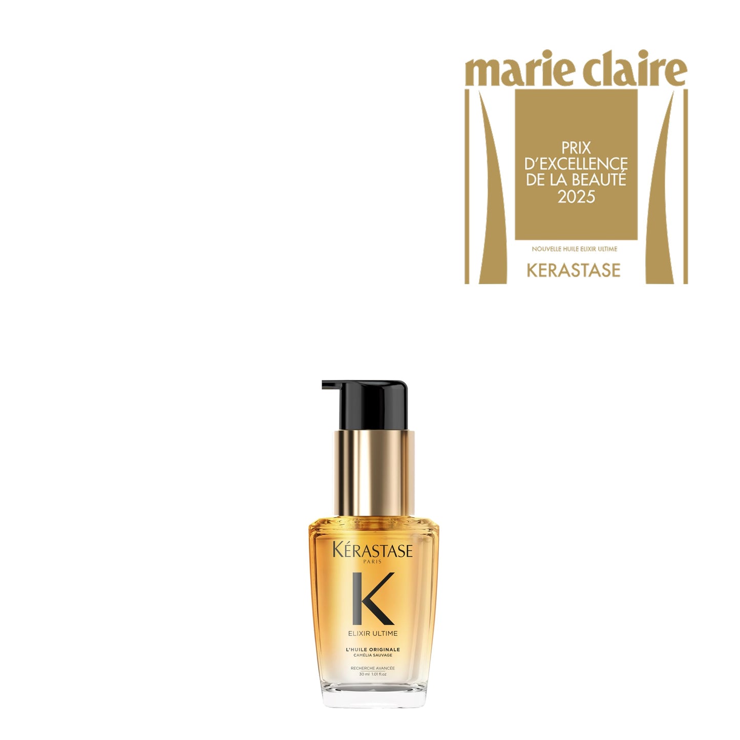 Kérastase Elixir Ultime L'Huile Originale, Óleo Capilar Nutrição Profunda, Brilho, Proteção Térmica Antifrizz e Maciez para Todos os Tipos de Cabelo, 30ml
