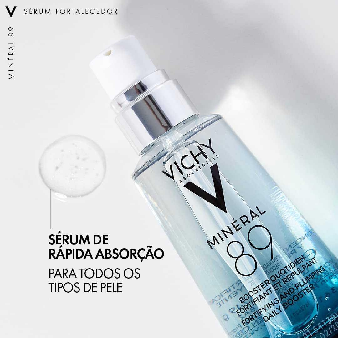 Vichy Minéral 89 Sérum Facial Hidratante com Ácido Hialurônico e Minerais, Fortalece e Hidrata Profundamente a Pele, Textura Gel Absorção Rápida, Todos os Tipos de Pele, 50ml