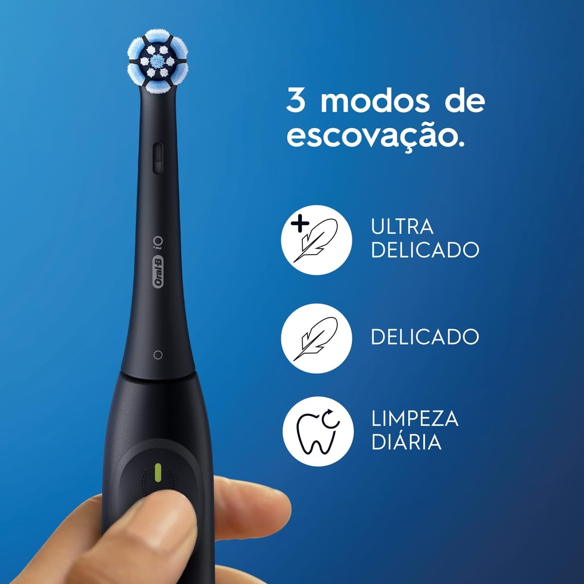 Escova de Dente Elétrica Oral-B Series iO2 para dentes 100% mais Limpos vs. uma Escova de Dente Manual Regular