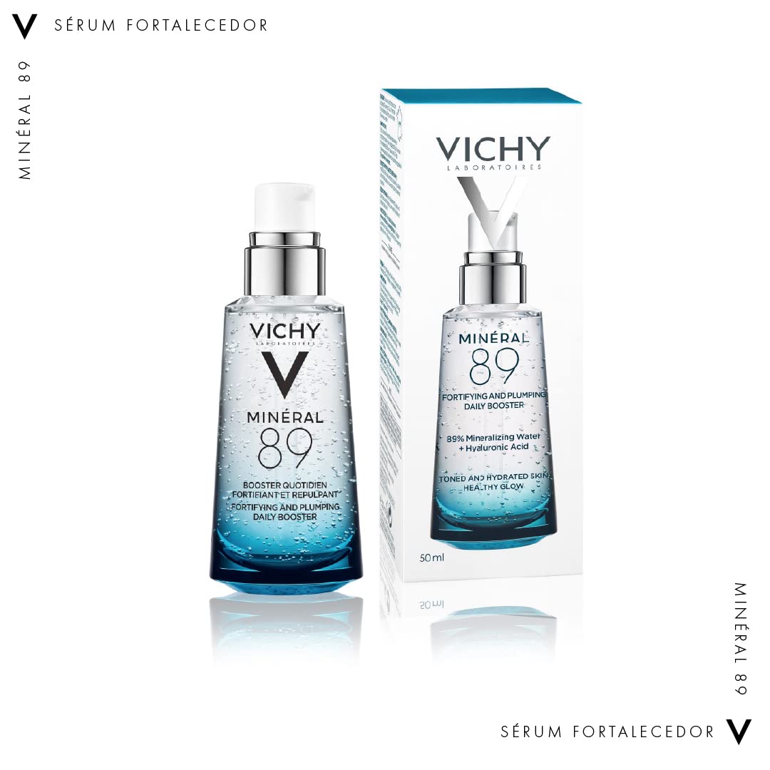 Vichy Minéral 89 Sérum Facial Hidratante com Ácido Hialurônico e Minerais, Fortalece e Hidrata Profundamente a Pele, Textura Gel Absorção Rápida, Todos os Tipos de Pele, 50ml
