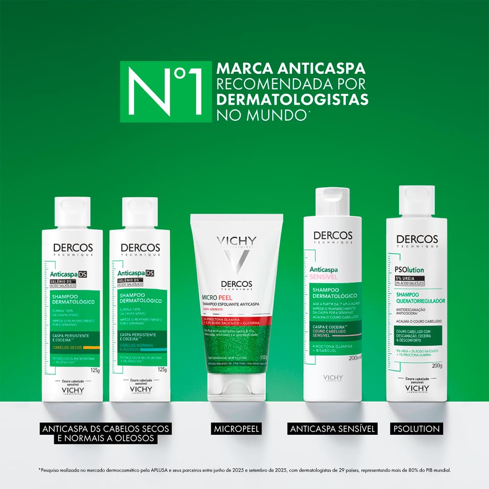 Vichy Dercos DS Shampoo Anticaspa, Tratamento para Cabelos Secos, Elimina 100% da Caspa Visível, Alivia a Coceira e Previne o Reaparecimento por 6 Semanas, 300g