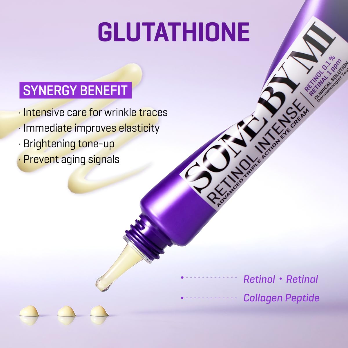 SOME BY MI Creme para os olhos Retinol Intense Advanced Triple Action – Pacote com 2 – Creme coreano de retinol sob os olhos antienvelhecimento para linhas finas – ilumina olheiras e suaviza a textura