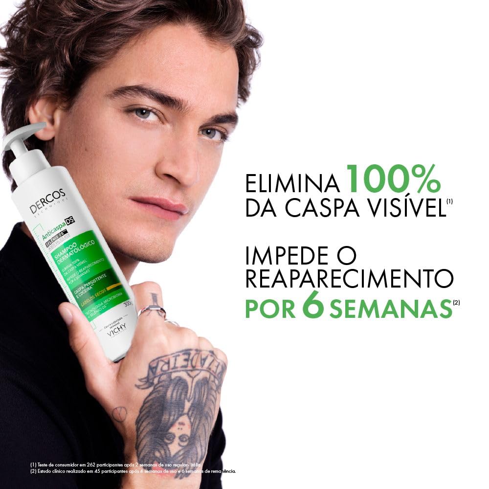 Vichy Dercos DS Shampoo Anticaspa, Tratamento para Cabelos Secos, Elimina 100% da Caspa Visível, Alivia a Coceira e Previne o Reaparecimento por 6 Semanas, 300g