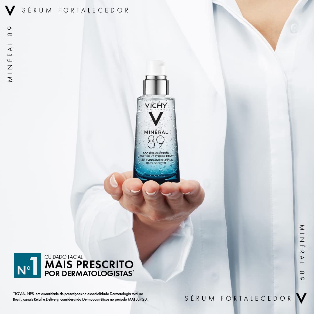 Vichy Minéral 89 Sérum Facial Hidratante com Ácido Hialurônico e Minerais, Fortalece e Hidrata Profundamente a Pele, Textura Gel Absorção Rápida, Todos os Tipos de Pele, 50ml