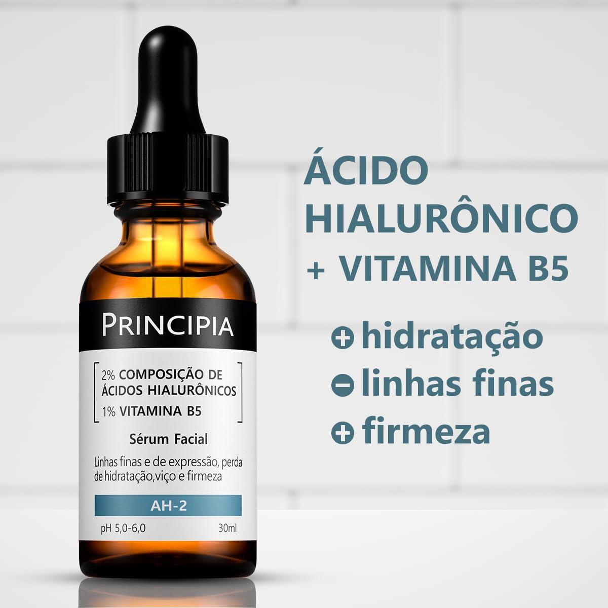 PRINCIPIA, Sérum 2% Ácidos Hialurônicos + Vitamina B5 AH-2- Hidratante Antissinais com 30ml