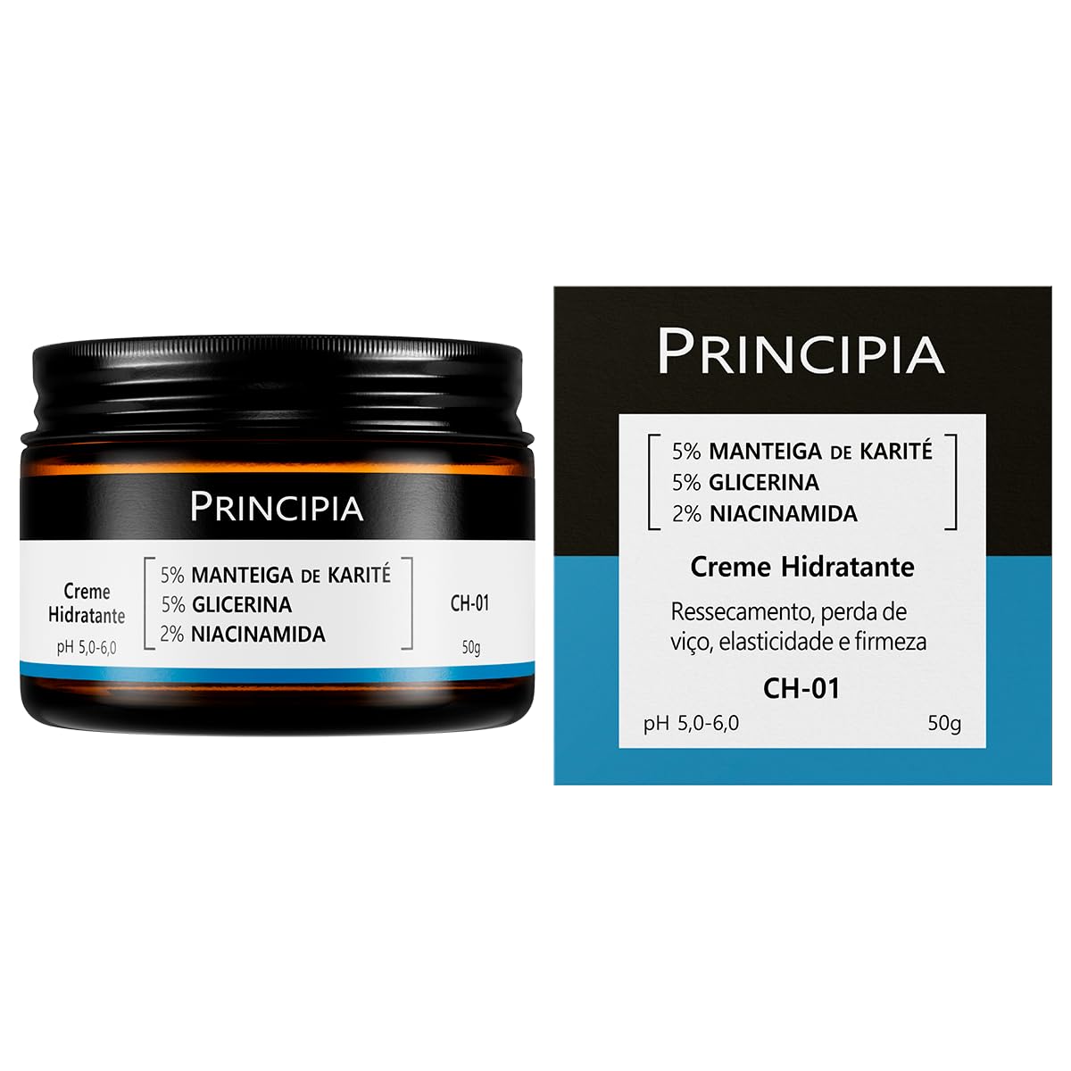 PRINCIPIA, Creme Hidratante Facial 5% Manteiga de Karité + 5% Glicerina + 2% Niacinamida CH-01 com 50g