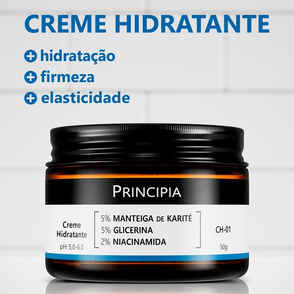 PRINCIPIA, Creme Hidratante Facial 5% Manteiga de Karité + 5% Glicerina + 2% Niacinamida CH-01 com 50g