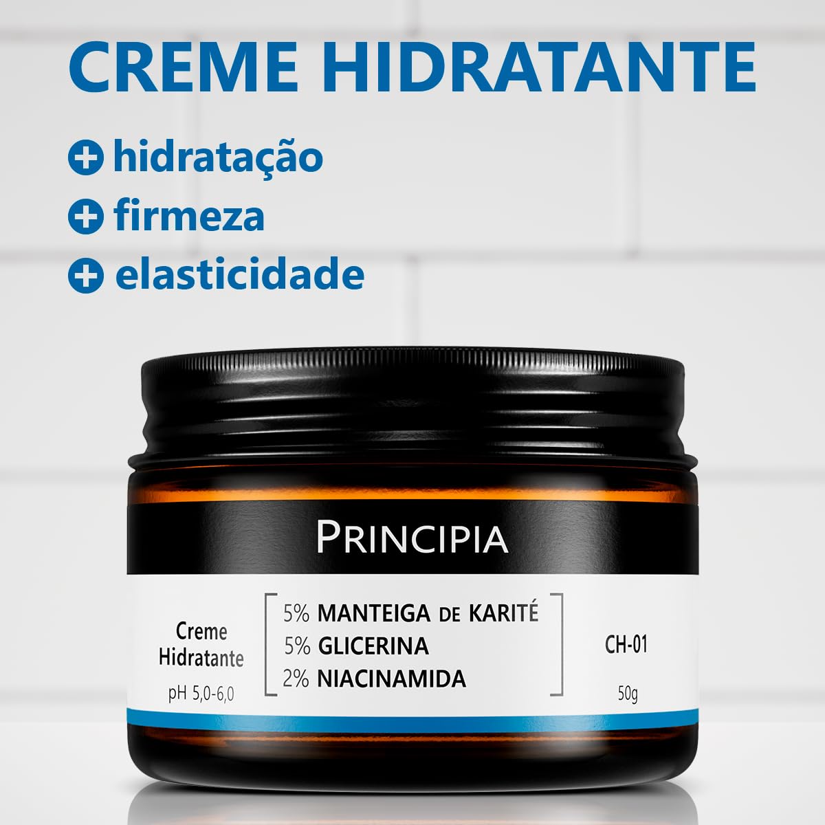 PRINCIPIA, Creme Hidratante Facial 5% Manteiga de Karité + 5% Glicerina + 2% Niacinamida CH-01 com 50g