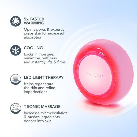 FOREO, UFO 2, Spa em Casa, 5 em 1, Dispositivo de tratamento facial inteligente, Máscaras faciais, Termoterapia, Crioterapia, Para todos os tipos de pele, Cor Rosa Perolado