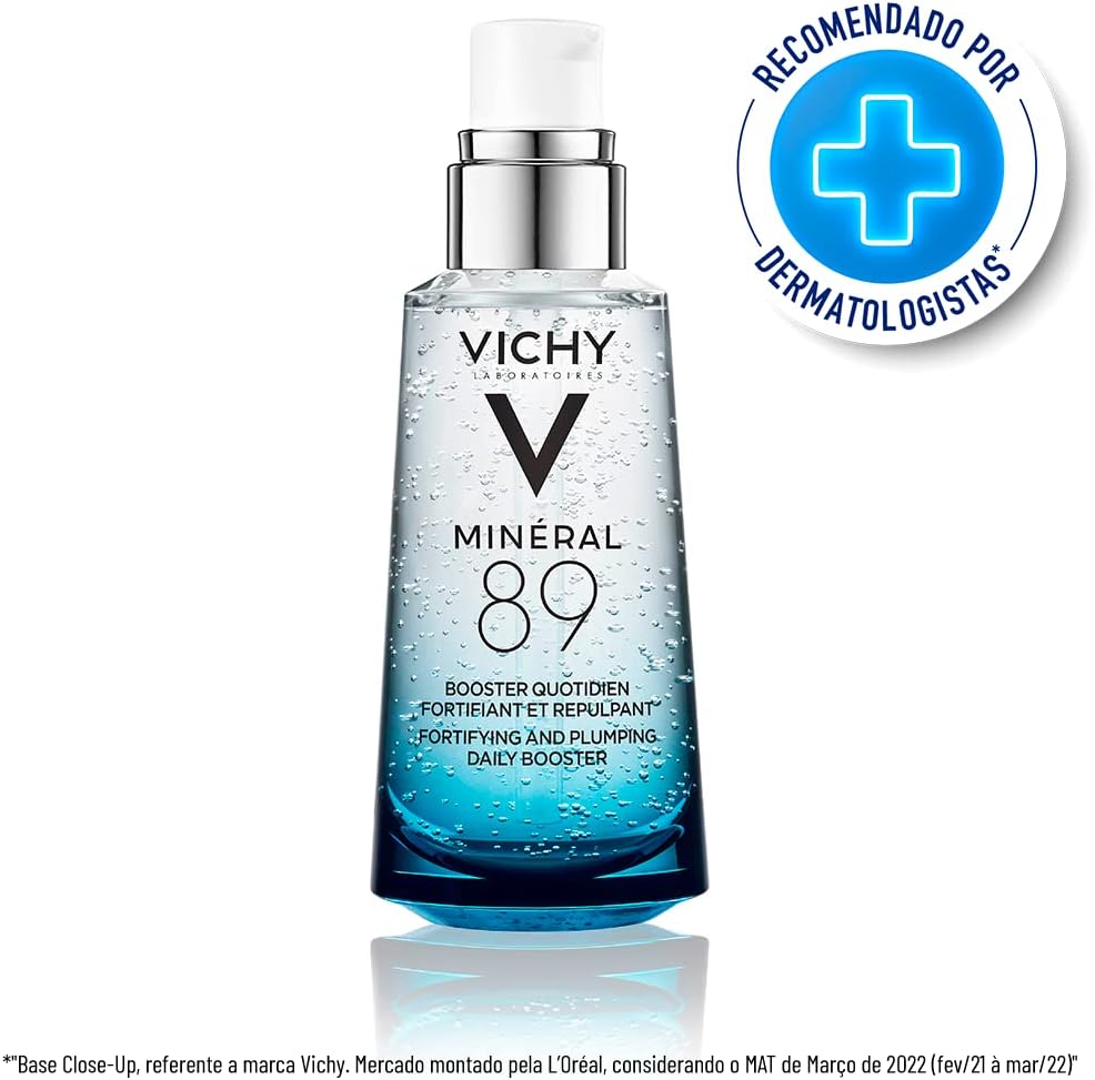 Vichy Minéral 89 Sérum Facial Hidratante com Ácido Hialurônico e Minerais, Fortalece e Hidrata Profundamente a Pele, Textura Gel Absorção Rápida, Todos os Tipos de Pele, 50ml