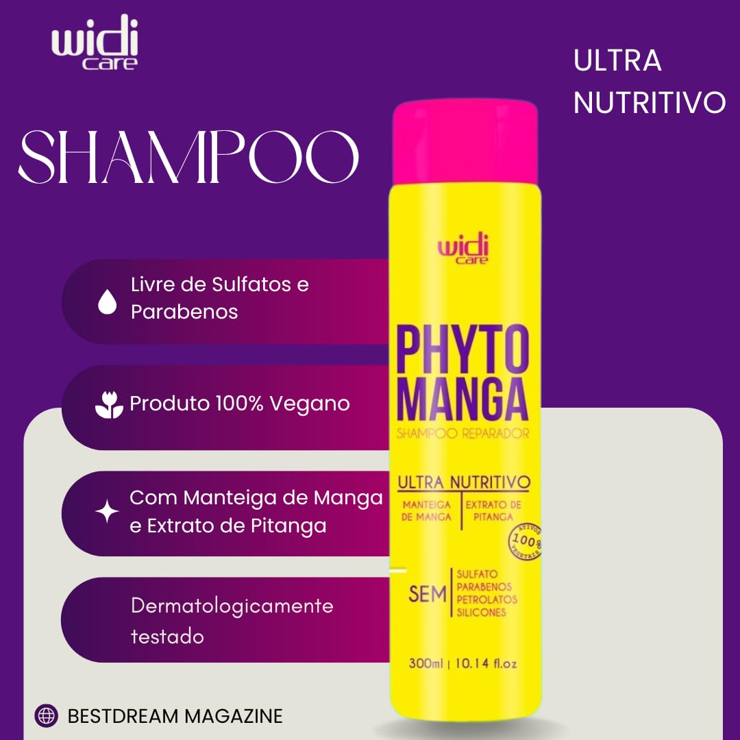 Kit Shampoo + Condicionador + Mascara Phytomanga Widi Care Reparação Ultra Nutritiva 300g