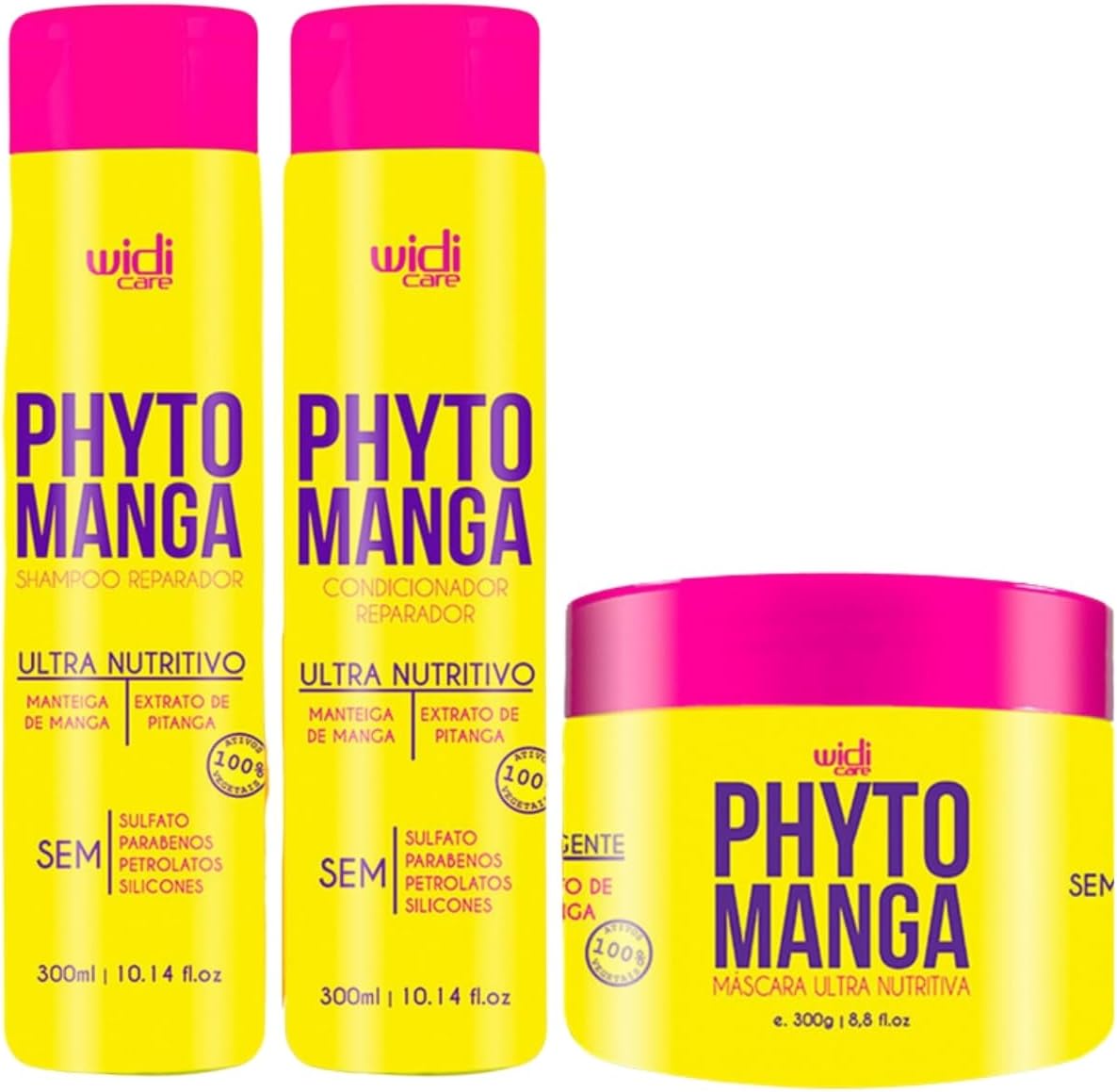 Kit Shampoo + Condicionador + Mascara Phytomanga Widi Care Reparação Ultra Nutritiva 300g