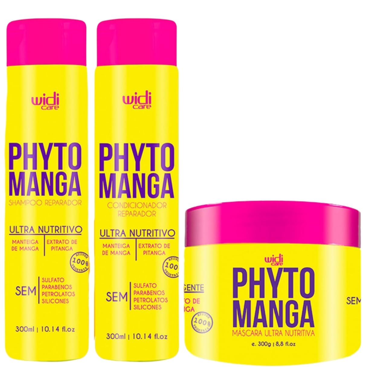 Kit Shampoo + Condicionador + Mascara Phytomanga Widi Care Reparação Ultra Nutritiva 300g