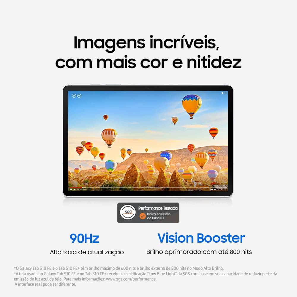 Tablet Samsung Galaxy Tab S10 FE, Cinza, 128GB, 8GB RAM, Tela Imersiva de 10.9" 90Hz, Camera Traseira de 13MP, Câmera Frontal de 12MP Ultra Wide, Wifi 6, IP68, Android 15