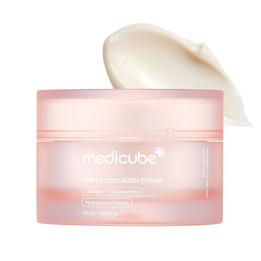 medicube Creme De Colágeno Triplo - Hidratante E Firmador Com Ácido Hialurônico, Elastina Premium, Manteiga Karité, Cuidado Antirrugas Aumenta A Elasticidade, Coreano Para Pele, 1,69 Oz