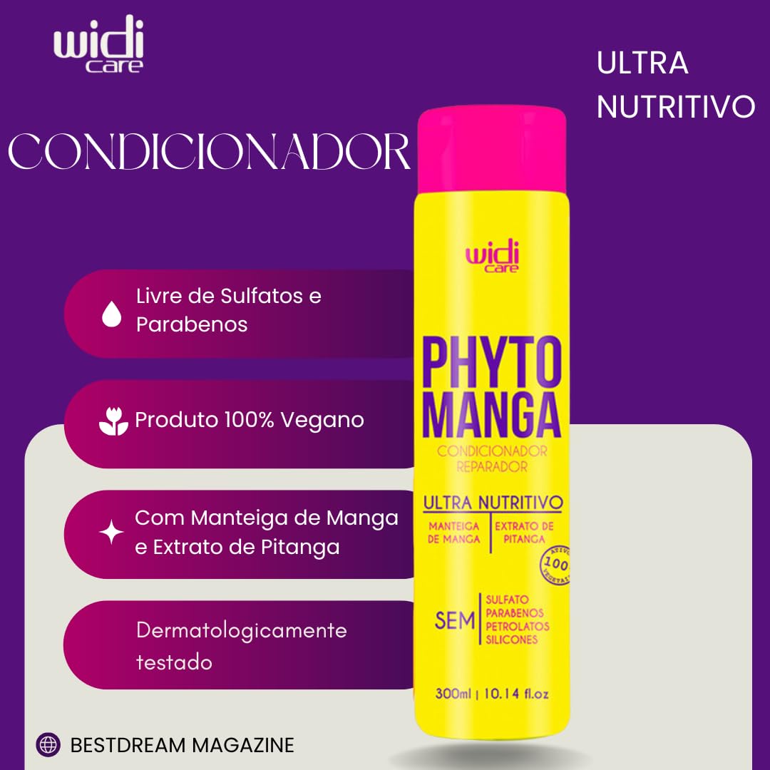 Kit Shampoo + Condicionador + Mascara Phytomanga Widi Care Reparação Ultra Nutritiva 300g