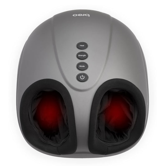 Breo Massageador de pé com calor, terapia de massagem de massagem de massagem de joelho, rolamento profundo, alivia a dor do pé para até o tamanho 11