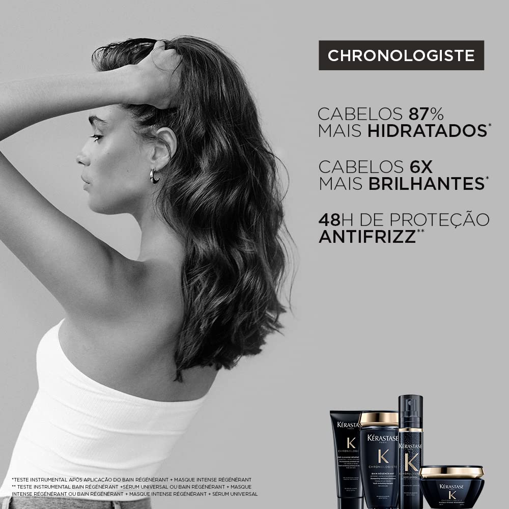Kérastase Shampoo Chronologiste Bain Régénérant, Todos os tipos de cabelos, Regeneração, Ácido Hialurônico, Abyssine, Vitamina E, 250 ml