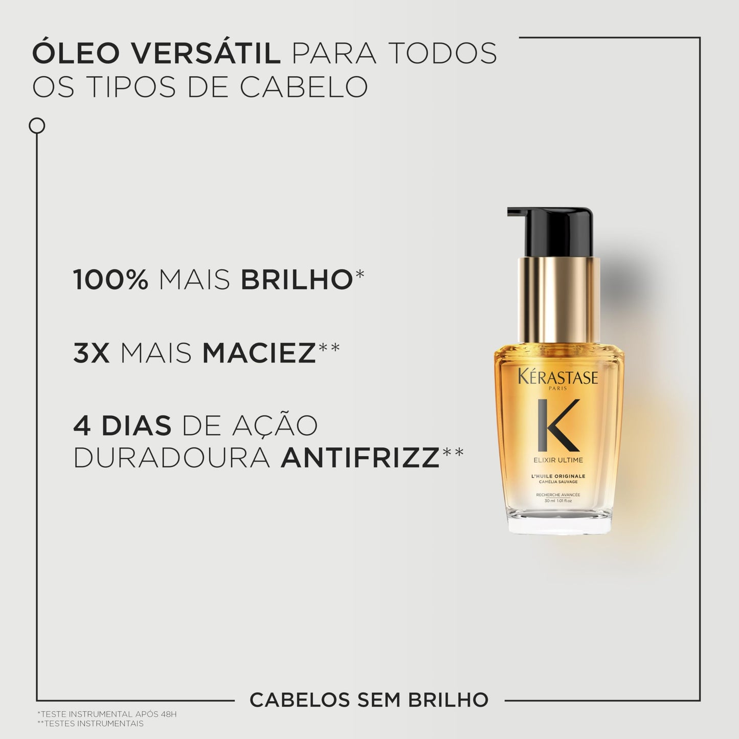Kérastase Elixir Ultime L'Huile Originale, Óleo Capilar Nutrição Profunda, Brilho, Proteção Térmica Antifrizz e Maciez para Todos os Tipos de Cabelo, 30ml