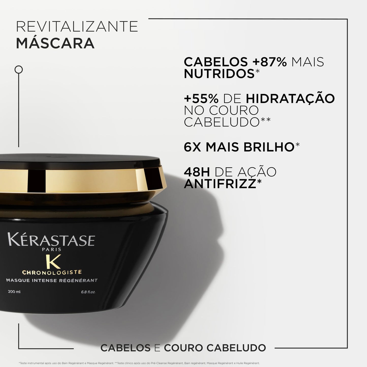 Kérastase Chronologiste Masque Intense Régénérant, Para Todos os Tipos de Cabelo, Regeneração e Hidratação Profunda, com Ácido Hialurônico e Vitamina E, 200ml