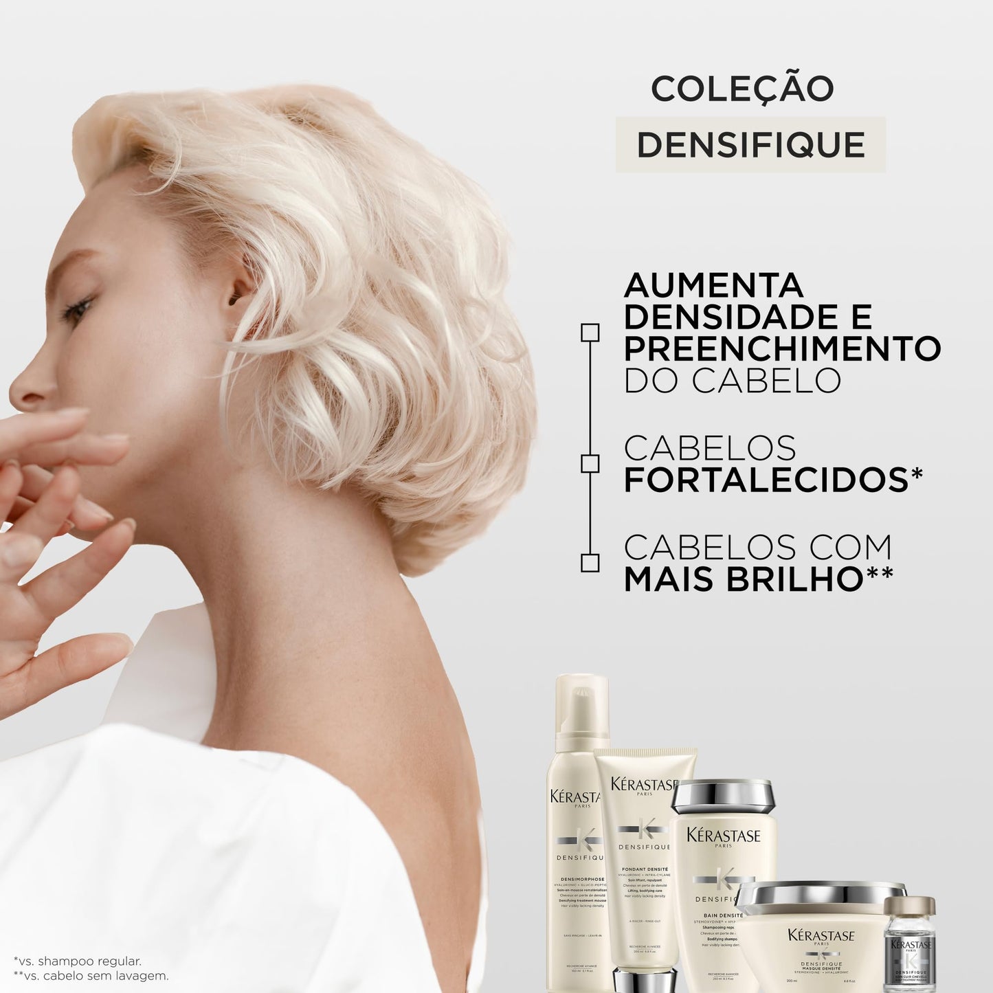 Kérastase Densifique Fondant Densité, Condicionador Densificante para Cabelos Finos e Ralos com Ácido Hialurônico, Volume Brilho e Fortalecimento Capilar 200ml