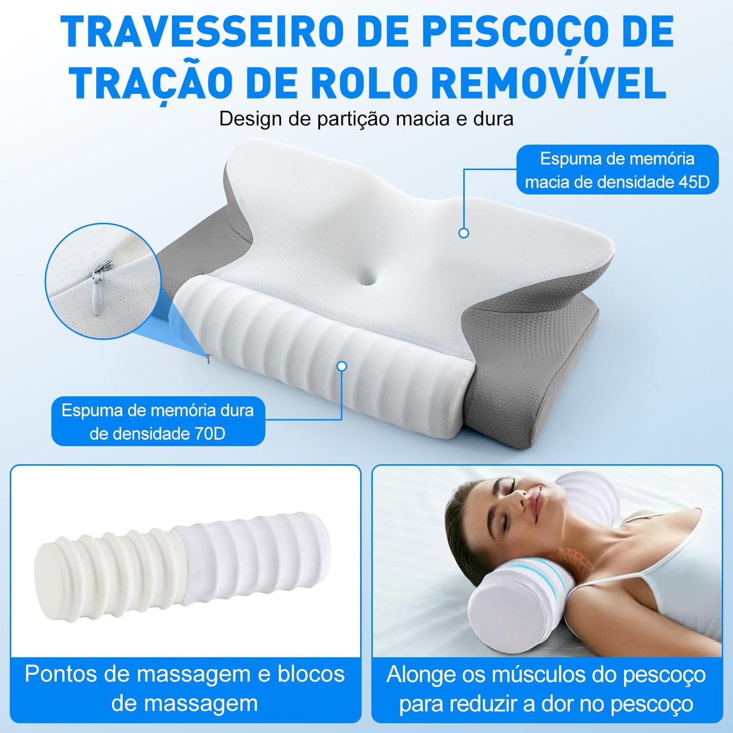 Kit 4 × Travesseiros Triangulares Ortopédicos Pós‑Cirúrgicos – Espuma Alta Densidade, Suporte Lombar & Anti‑Refluxo, Almofadas Ajustáveis com Fronhas
