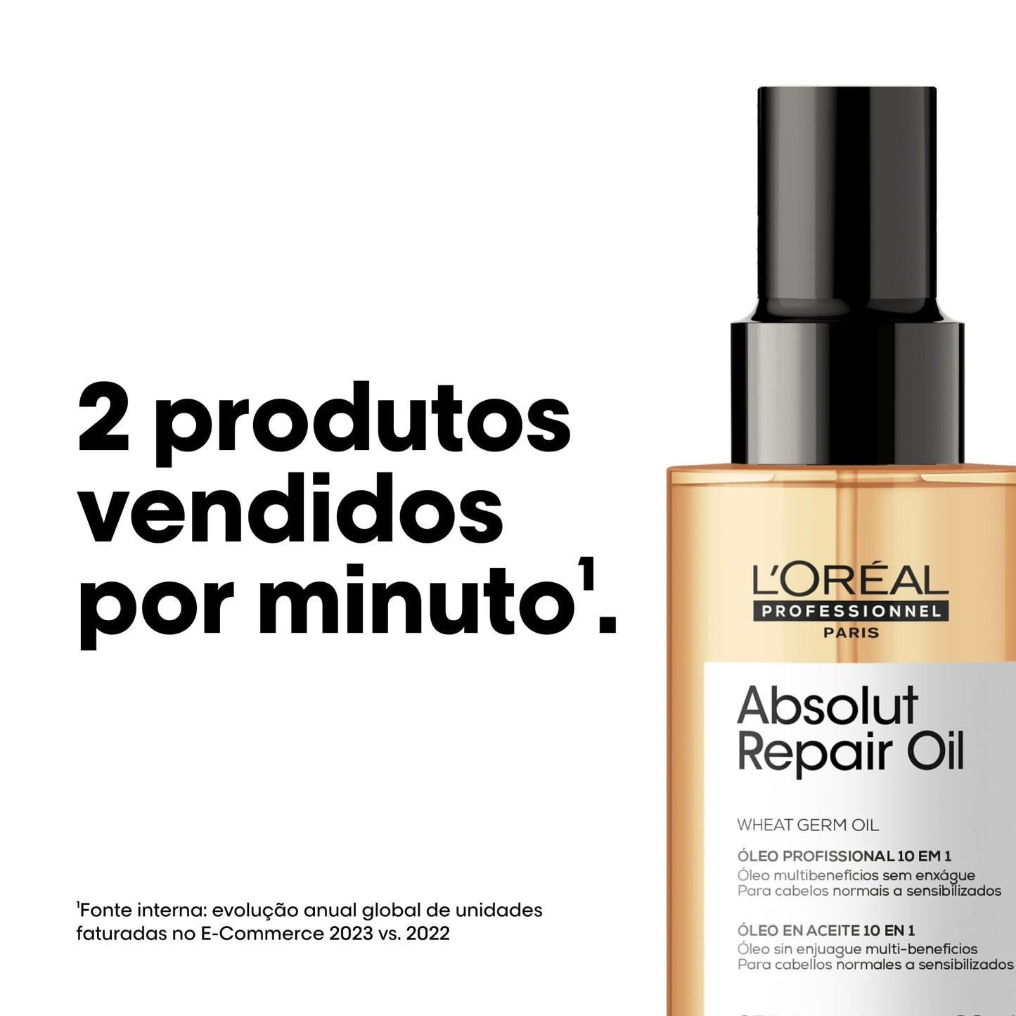 L'Oréal Professionnel Óleo 10 em 1 Absolut Repair, Multi-benefícios para cabelos secos e danificados, Repara e Promove Brilho, Com Gold Quinoa e Proteínas, 90ml