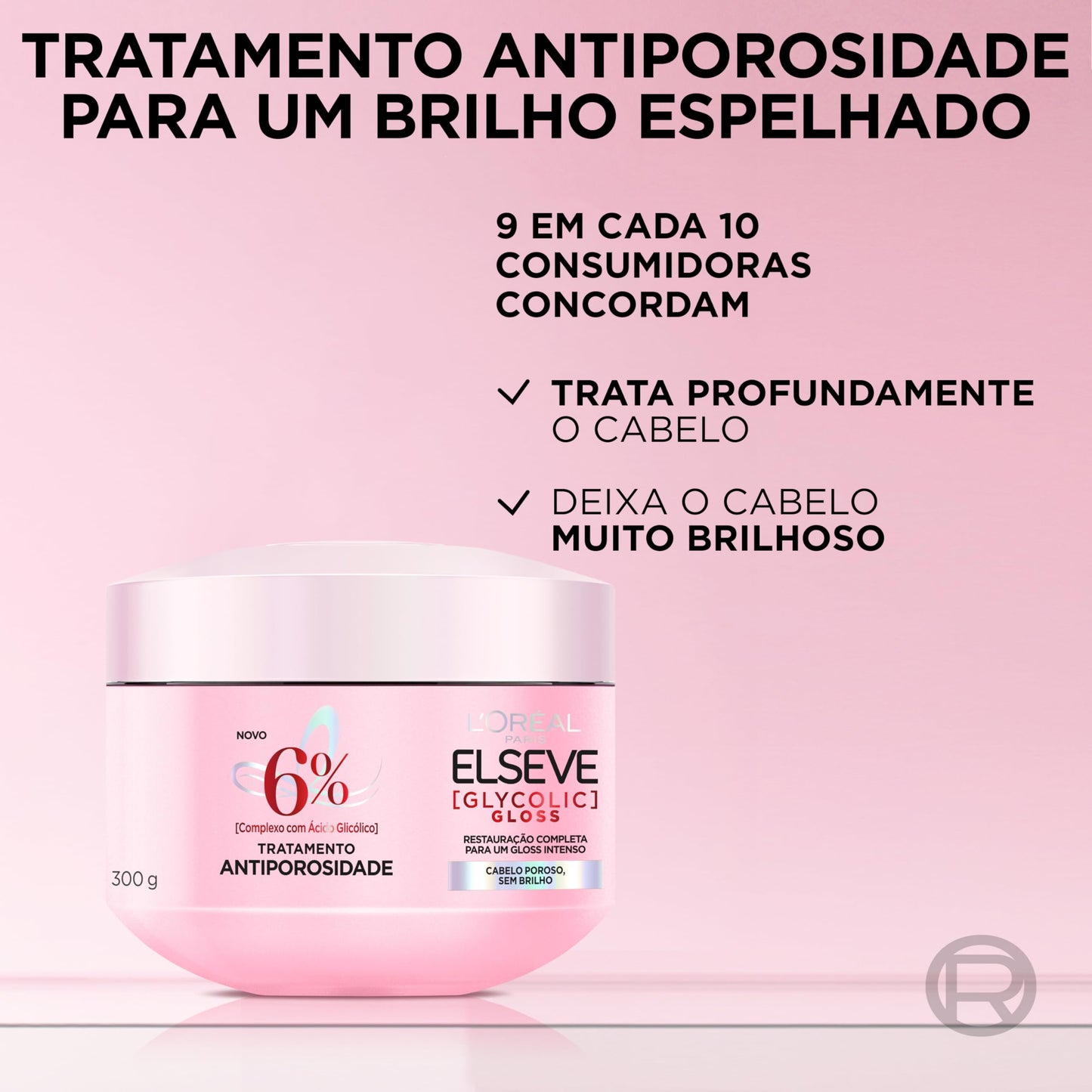 Kit Tratamento Capilar L'Oréal Paris Elseve Glycolic Gloss, Combate Porosidade, 5 Produtos para Brilho e Alinhamento